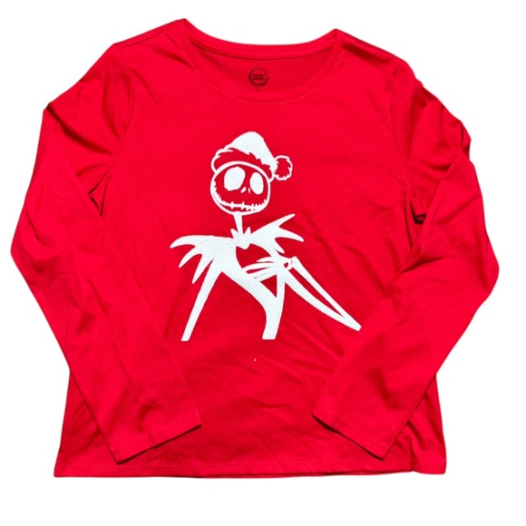 Custom Jack Skellington-Inspired Youth Long Sleeve Shirt – Red (Size 10/12) - Picture 1 of 5